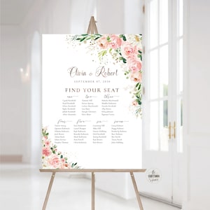 Ethereal Blush pink Wedding seating chart, Wedding seating chart alphabetical, Wedding seating chart table, Blush Wedding Seating Chart, EB1