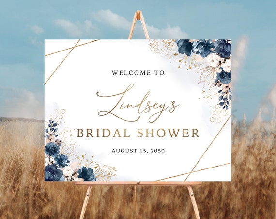 Navy Blue and Dusty Rose Bridal Shower Welcome Sign, Bridal Shower Decoration, Bridal Brunch Welcome Sign, Bridal Tea Sign, Printable, NB2