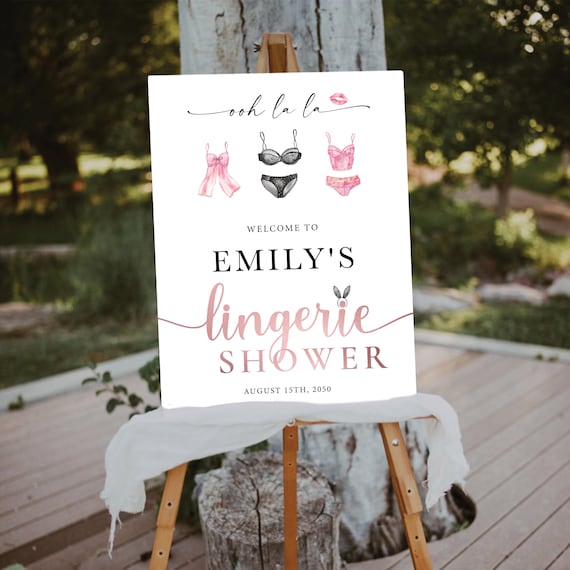 Modern Lingerie Shower Welcome Sign, Minimalist Bachelorette Party sign, Boho Lingerie Brunch  Decor, Bridal Shower Sign, Girl's Night Out