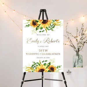 Sunflower 50th Wedding Celebration sign, 50th Anniversary sign, 50th anniversary sign, Anniversary Sign, 50th Anniversary decor, SF1