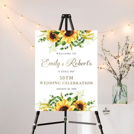 Sunflower 50th Wedding Celebration sign, 50th Anniversary sign, 50th anniversary sign, Anniversary Sign, 50th Anniversary decor, SF1