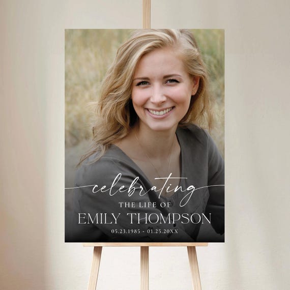 Modern Funeral Welcome Sign, Photo Memorial Poster, Celebrating The Life of (Digital Printable)