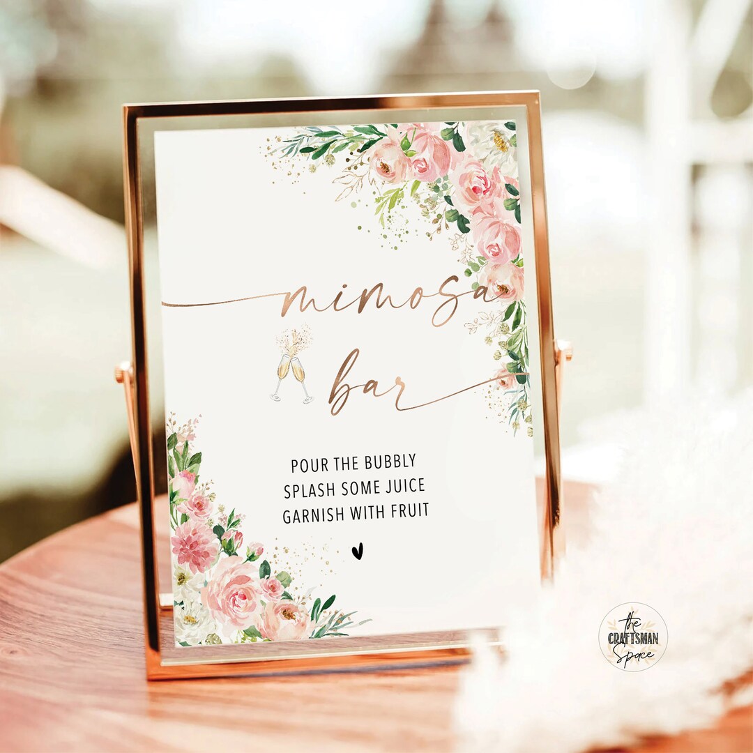 Ethereal Blush Mimosa Bar Sign Wedding Sign Template Wedding Etsy