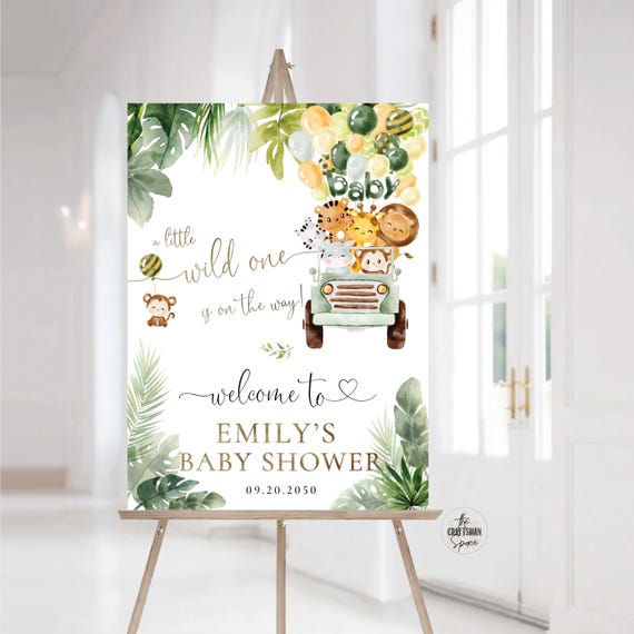 Safari Baby Shower Welcome Sign, Animals Baby Shower Sign, Gender Neutral Baby Shower, A Little Wild One Baby Shower Sign, Jungle Safari,JGE