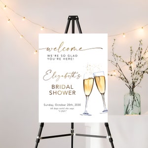 Bridal Shower Sign, Boho Bridal Brunch Shower Welcome Sign, Boho Shower Welcome Sign, Bridal Shower Poster, Brunch and Bubbly Welcome Sign image 1