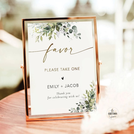 Greenery Favors Sign, Modern Wedding Favor Sign, Please Take a Favor, Sweet Treat Baby Shower, Bridal Shower Please Take 1, Eucalyptus, HB2