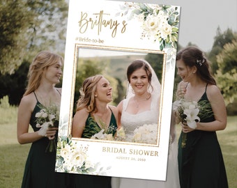 White roses Bridal Shower Photo Prop, Bridal shower photo booth frame, Photo Prop Frame, Greenery Photo Prop Frame, Bridal Shower, WR3