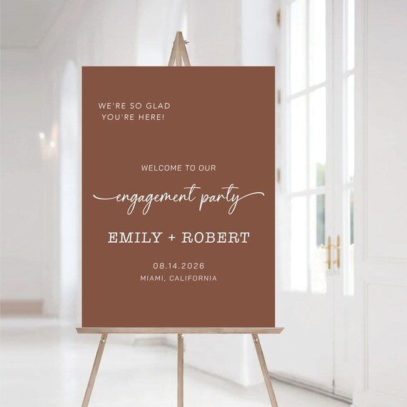 Terracotta Engagement Party Welcome Sign, Burnt Orange Shower Welcome Poster, Minimalist Bridal Shower Welcome Sign, Desert Shower Sign, T1