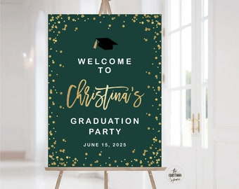 Graduation Party Welcome Sign, Green Graduation Decoration, Graduation Decorations, Graduation Party Sign, Minimalist