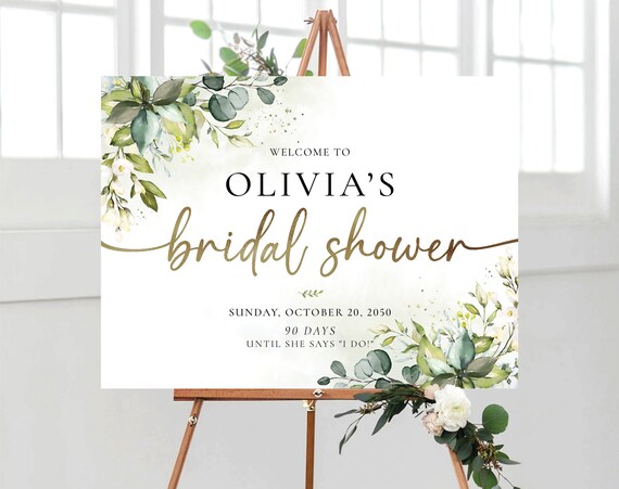 Bridal Shower Sign, Bridal Brunch sign, Bridal Tea Sign, Bridal Shower Decorations, Wedding Shower Sign,  Eucalyptus, Printable, Herbal, HB2