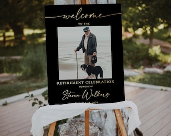 Retirement Celebration with photo Welcome Sign, Retirement Party Welcome Poster, For Men Or Women, Printable Retirement party welcome sign