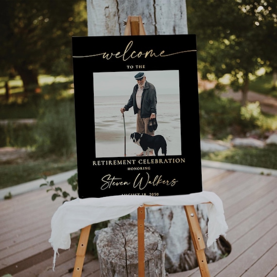 Retirement Celebration with photo Welcome Sign, Retirement Party Board, For Men Or Women, Retirement party welcome sign, Retirement decor