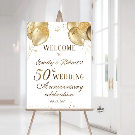 50th anniversary Welcome sign, Golden Anniversary Sign, 50 Years Together Decor, 50th wedding anniversary decoration, Anniversary party sign