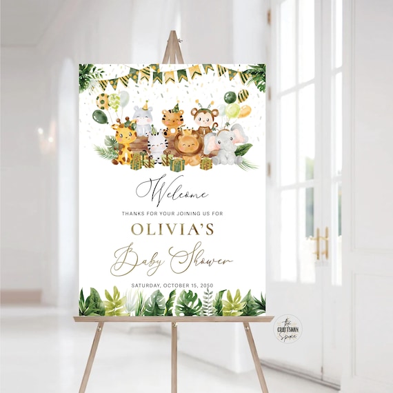 Safari Baby Shower Welcome Sign, Animals Baby Shower Sign, Gender Neutral Baby Shower, A Little Wild One Baby Shower Sign, Jungle Safari,JGE