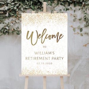 Minimalist Retirement Party Welcome Sign, Elegant Gold Retirement sign, Retirement Celebration Party Welcome Sign, Retirement Decorations