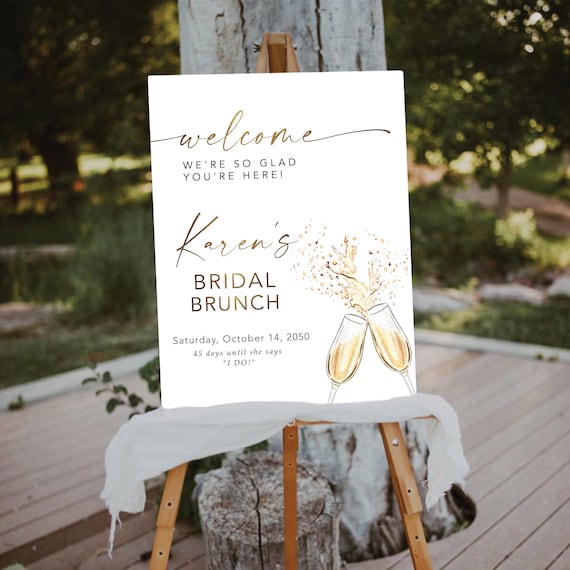 Boho Bridal Shower Welcome Sign, Modern Bridal Brunch Sign, Minimalist Wedding Shower Decor, Brunch and Bubbly sign, Bridal tea, Bohemian