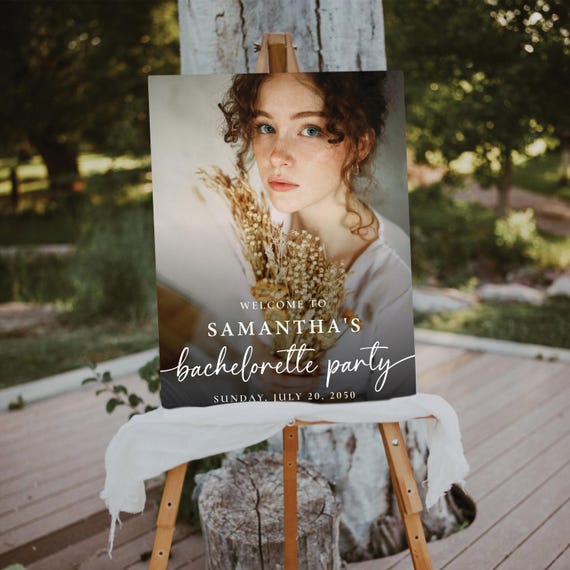 Bachelorette Party Welcome Sign, Bachelorette Party with Photo Sign, Custom Design, Bridal shower sign, Bridal Brunch Sign, Couples Shower