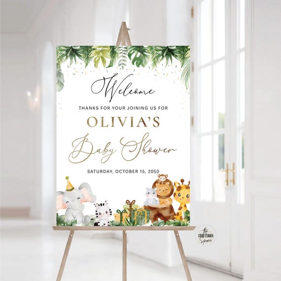 Safari Baby Shower Welcome Sign, Animals Baby Shower Sign, Gender Neutral Baby Shower, A Little Wild One Baby Shower Sign, Jungle Safari,JGE