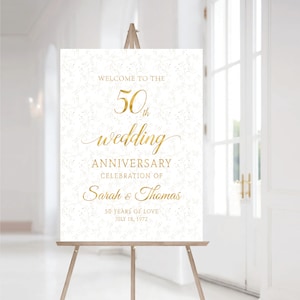 Gold 50th anniversary sign, Anniversary Sign Printable, 50th Anniversary decoration, 50th anniversary poster, 50th anniversary