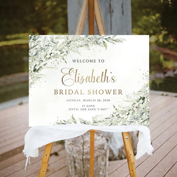 Sage Green Bridal Shower Welcome Sign, Greenery Bridal Brunch Sign, Bridal Shower Decorations, Wedding Shower Sign, Eucalyptus, Herbal, SG1