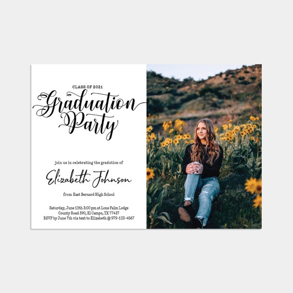 Custom Graduation Invitation, Graduation Announcement, Graduation Invite, Class of 2021 Senior Card, Editable Card, Digital File - GI09