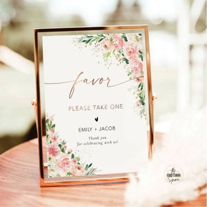 Ethereal Blush Favors Sign, Modern Wedding Favor Sign, Please Take a Favor, Sweet Treat Baby Shower, Bridal Shower Please Take 1, EB1