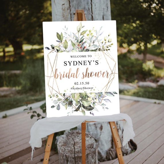 Greenery Bridal Shower Welcome Sign, Botanicals Bridal Shower Decor, Wedding Shower Sign, Eucalyptus, Herbal Bridal Shower Invitations, G3