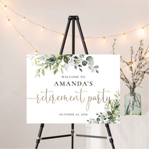 Greenery Retirement Party Welcome Sign, Retirement welcome sign, Retirement Celebration Party Welcome Sign, Retirement Decorations, HB2