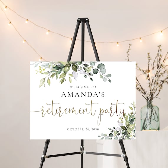 Greenery Retirement Party Welcome Sign, Retirement welcome sign, Retirement Celebration Party Welcome Sign, Retirement Decorations, HB2