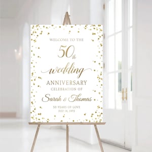 Signo dorado del 50 aniversario, Signo de aniversario imprimible, decoración del 50 aniversario, póster del 50 aniversario, 50 aniversario