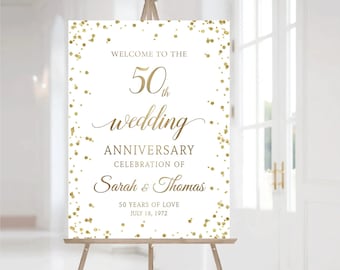 Gold 50th anniversary sign, Anniversary Sign Printable, 50th Anniversary decoration, 50th anniversary poster, 50th anniversary