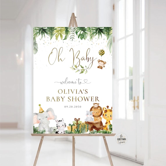 Safari Baby Shower Welcome Sign, Animals Baby Shower Sign, Gender Neutral Baby Shower, A Little Wild One Baby Shower Sign, Jungle Safari,JGE