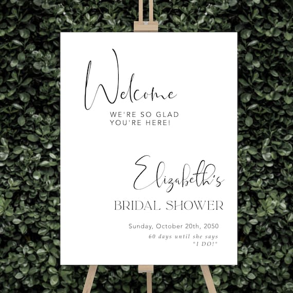 Minimalist Bridal Shower Welcome Sign, Modern Decor (Printed or Digital File)