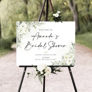 PRINTED OR DIGITAL Sage Green Bridal Shower Welcome Sign, Elegant Botanical Bridal Shower Foam Board or Poster, Modern Wedding Sign, SG2
