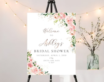 Bridal Shower Sign, Flower Bridal Shower, Greenery Shower Decoration, Greenery Welcome Sign, Custom Design, Printable welcome sign, EB1