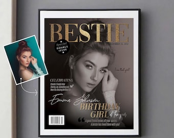 Custom Bestie Magazine Cover, Personalized Birthday Gift (Digital Printable)