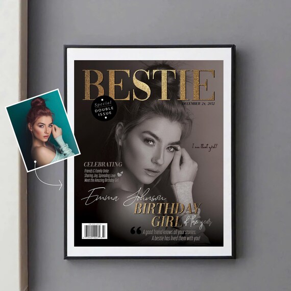 Custom Bestie magazine cover, Best friend gift, Birthday Magazine for Best Friend, friendship keepsake, birthday gift for friend, friendship