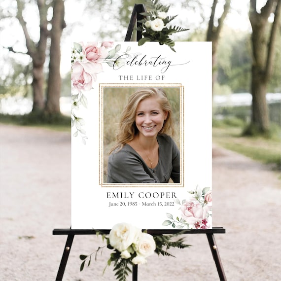 Soft Blush Roses Funeral Welcome Sign,Memorial Welcome Sign, Celebration of Life Welcome Sign, Funeral Decor, Celebration Of Life Poster