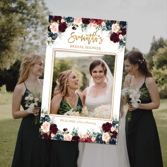 Burgundy and Navy Bridal Shower Photo Prop, Bridal shower photo booth frame, Photo Prop Frame, Burgundy and Navy Photo Prop Frame, BDY1