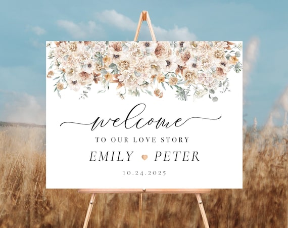 Wedding Welcome Sign, Floral Wedding Welcome Sign , Boho Wedding Welcome Sign, Unique Wedding Sign, Wedding Reception, Bohemian, Decorations