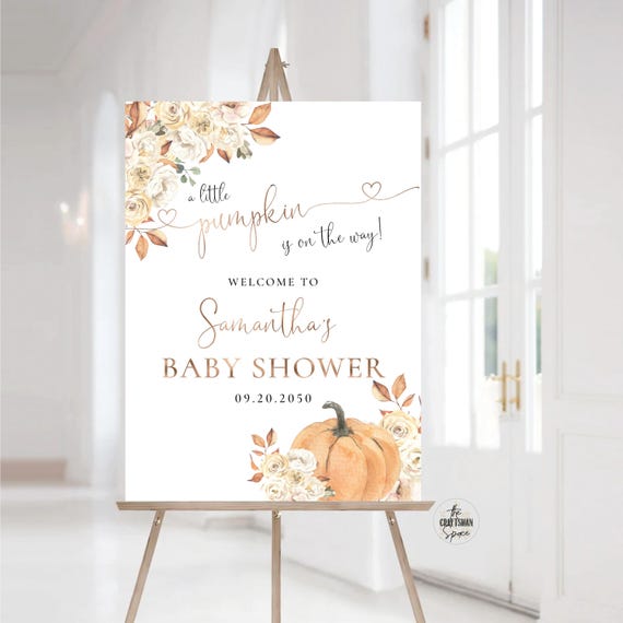 Little Pumpkin Baby Shower Sign, Fall Baby Shower Sign, Rustic Neutral Baby Shower Poster, Pumpkins winter Baby shower decorations, PKS1