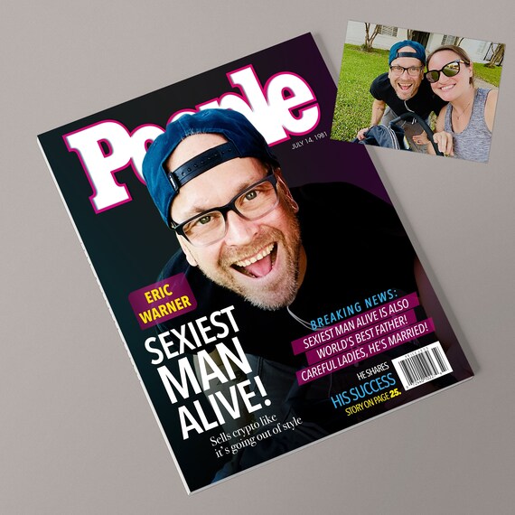 Custom Design, People Magazine Cover, Sexiest Man Alive, Wall Decor, Gift for Him, Valentine's Day, Valentine Gifts, Gift for Husband