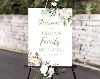 Magnolia Family Reunion Welcome Sign: Greenery Decor (Digital Printable)