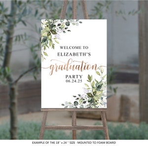 Graduation Party Welcome Sign, Grad Party Sign, Graduation Decorations, Editable, Graduation Banner, Greenery Welcome, Custom Design 04, HB2