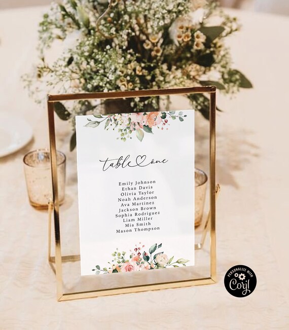 Sunny Floral Wedding Seating Chart Cards Template, Hanging Seating Board, Seating Plan, Table Seating Chart, Card template, HERSU8