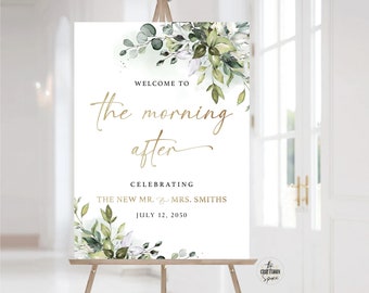 Greenery Hochzeitsbrunch Willkommens-Schild: Post-Wedding Decor (Digitale Datei, HB2)