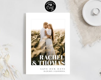 Minimalist Photo Save the Date Template: Editable (Digital Download)