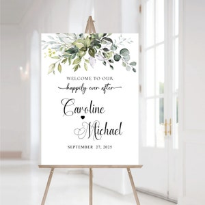 Greenery Wedding Welcome Sign, Ceremony, Digital Wedding Welcome Sign, Wedding Sign, Wedding Reception, Wedding Couple, Herbal, Eucalyptus