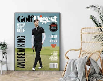 May include: A magazine cover featuring a golfer on a green golf course. The cover is for Golf Digest and features the headline "Hit it Longer Get it Closer" by Andrew King.
