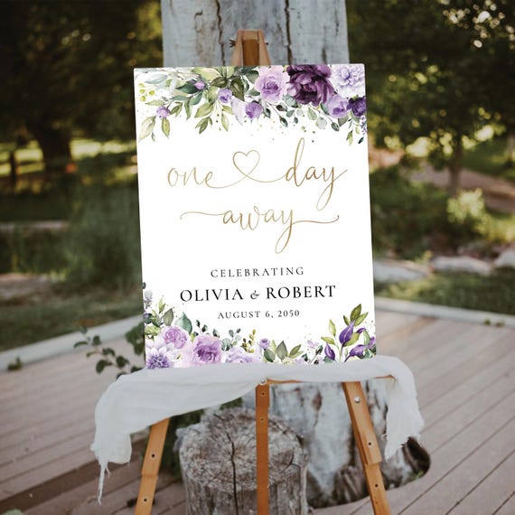 Purple Floral Rehearsal Dinner Welcome Sign: Elegant Wedding Decor (Digital File, PF1)